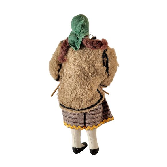 Vintage 7.5" Eastern European Folk Doll 8" Handmade Spinning Wool Costume - Picture 7 of 16
